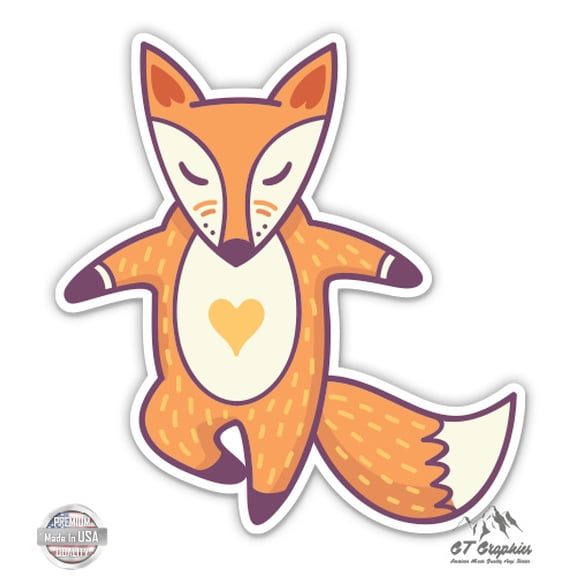 Yoga Fox Cute - 5" Vinyl Sticker - For Car Laptop I-Pad - Waterproof Decal