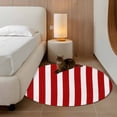 thumbnail image 3 of Red Striped Large Area Rugs for Bedroom Living Room, Soft Non Slip Carpet Bedside Rug, Christmas Farmhouse Red White Stripes Round Floor Cover Kitchen Accent Rug 3.3' for Dining Room/Office, 3 of 9