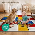 thumbnail image 4 of ODIKA 3'x5' Ultra-Soft Throw Mat, Composition Abstract Minimalist Interlocking Primary Block Yellow None Washable, Bare feet friendly, Easy Care Indoor rug for Bedside, Vanity, 4 of 7