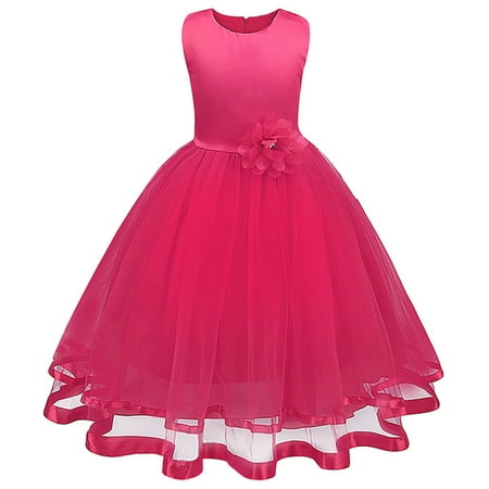 

Utoimkio Toddler Girl Dresses Clearance Sleeveless Tutu Princess Dresses for Girls Toddler Girls Solid Color Flowers Net Yarn Bowknot Birthday Party Flowers Gown Kids Dresses