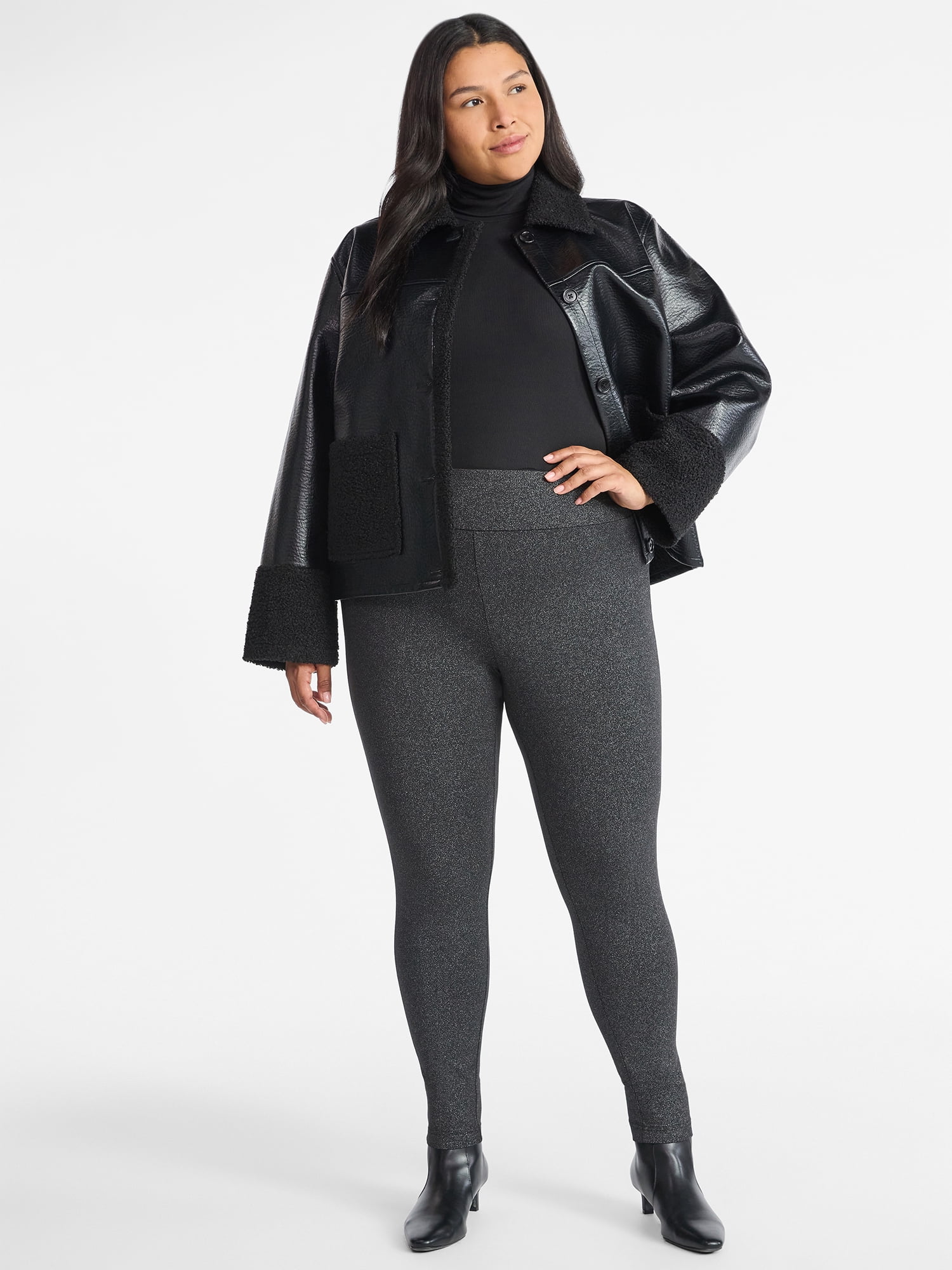 Terra & Sky Women's Plus High Waist Ankle Length Leggings, 27" Inseam, Sizes 0X-5X
