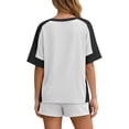 thumbnail image 2 of WAYUTE Shorts Sets for Women Plus Size Casual Summer Patchwork Color Short Sleeve T Shirt and Shorts Athletic 2 Piece Sports Outfit Clothing Sets, 2 of 6