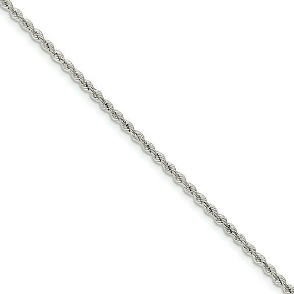 Primal Silver Sterling Silver 2.5mm Solid Rope Chain Bracelet