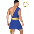 thumbnail image 2 of Linjinx Men's 2Pcs Festival Ancient Greek God Toga Outfit and Headwear Set for Toga Party Blue 3XL, 2 of 6