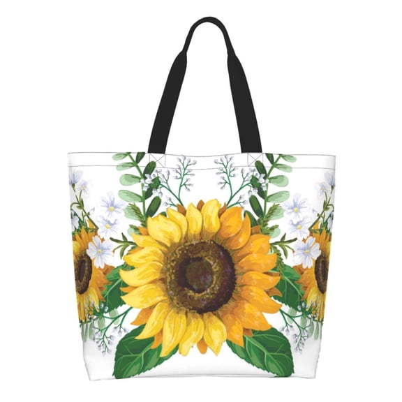 Honeii Sunflowers (2) Print Tote Bag for Women, Foldable Tote Bag Large Shoulder Bag Top Handle Handbag for Travel, Work