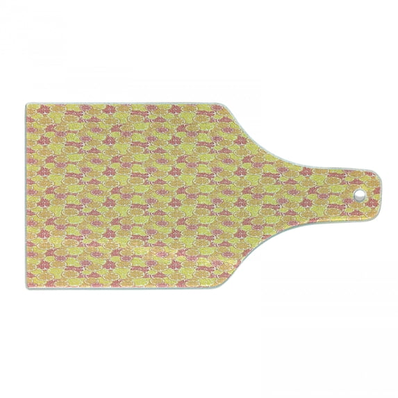 Orange and Yellow Cutting Board, Repetitive Nested Citrus Fruits Shape as Rounds Pattern, Decorative Tempered Glass Cutting and Serving Board, in 3 Sizes, by Ambesonne