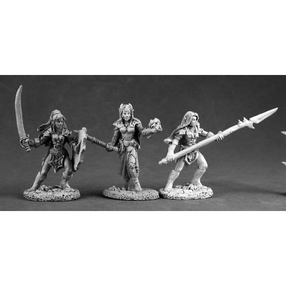 Reaper Miniatures Dark Elves (3 Pcs) #03516 Dark Heaven Unpainted Metal