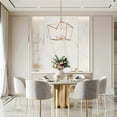 thumbnail image 4 of LNC 4-Light Matte Gold and White Modern Cage Chandelier for Kitchen Island, 4 of 16