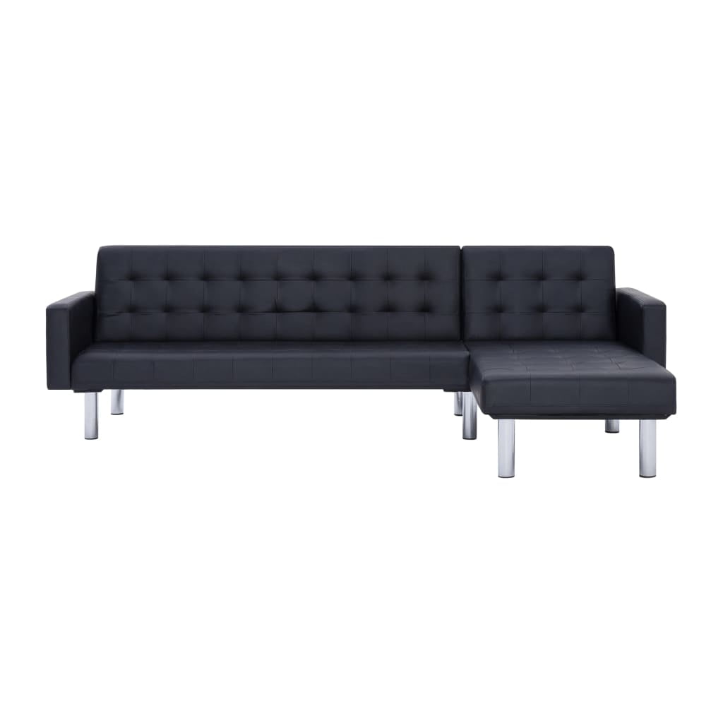 Kepooman 85" L-Shaped Convertible Faux Leather Sofa Bed Sleeper Sofa for Living Room, Black Kepooman 85" L-Shaped Convertible Faux Leather Sofa Bed Sleeper Sofa for Living Room, Black
