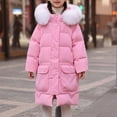 thumbnail image 1 of Parkas de manga larga para niños, de invierno, de color liso, gruesas, rellenas de plumón, resistentes al viento y cálidas, con capucha, chaqueta de longitud media, con cuello grande, para niñas, part, 1 of 9