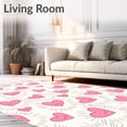 thumbnail image 2 of ODIKA 6'x9' Machine Washable Non-Slip Area Rug, Charming Whiskers & Hearts Motif Machine Shower High Traffic Rug with Pad, Pink, 723902, 2 of 8