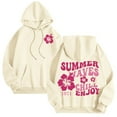 thumbnail image 3 of Blouses for Women Dressy Casual Long Sleeve Winter Loose Fit Hooded Mitten Cold Shoulder Drawstring Floral Leisure Sweatshirt Letters Loose Fit Hooded Sweatshirts Long Sleeves Pockets Pullovers, 3 of 6