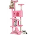 thumbnail image 7 of BestPet 70in Kitten Activity House with Cat Scratching Posts Stand House Cat Condo with Funny Toys Pink, 7 of 7