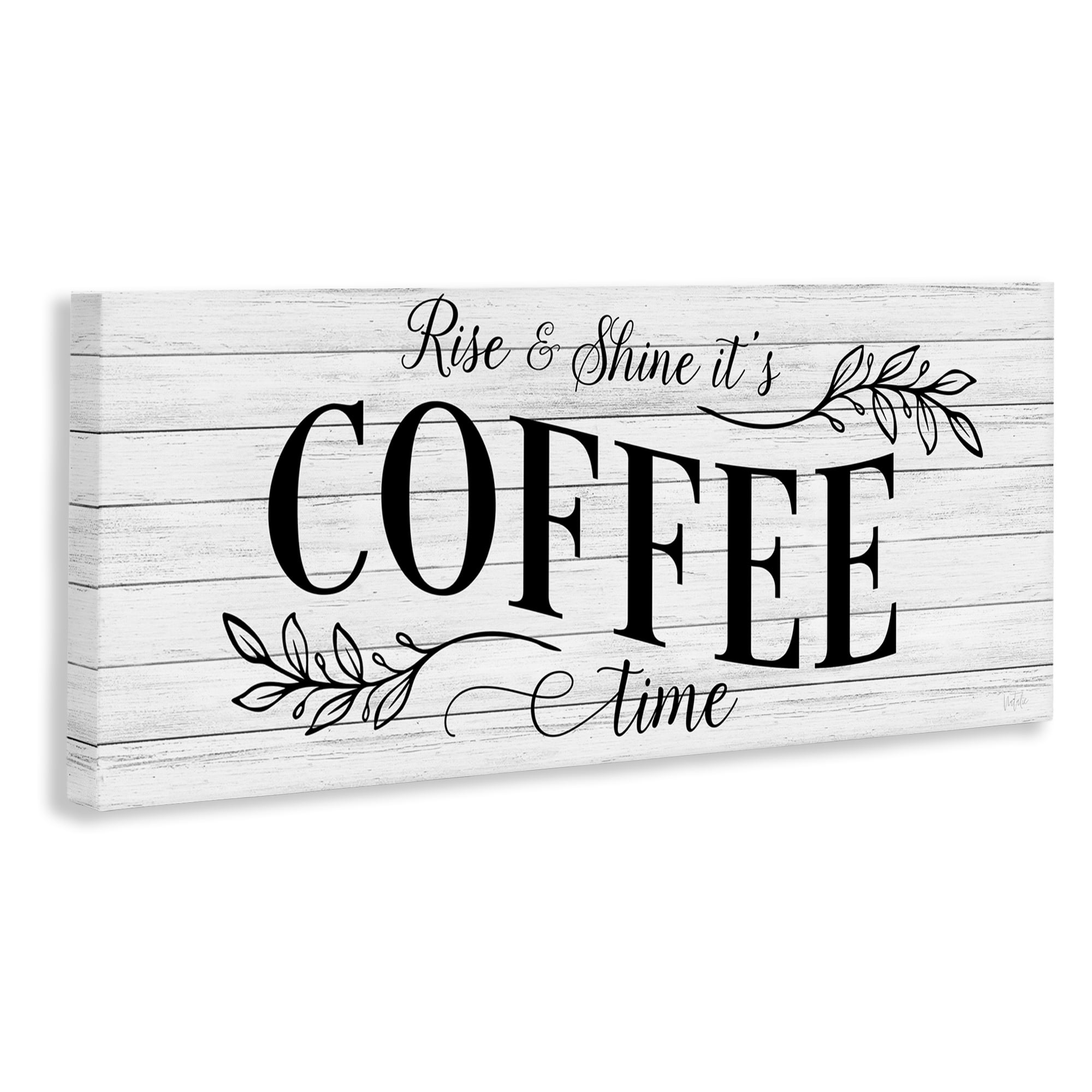 Stupell Industries Rise & Shine Coffee Time Food & Beverage Painting Wrapped Canvas Art Print Wall Art, 30 x 13