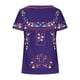 thumbnail image 4 of ICHUANYI Clearance Fashion Woman Causal Printing Blouse Short Sleeve T-Shirt Summer Button Tops(Purple, M) ICHUANYI WER2023081110668, 4 of 6