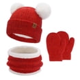 thumbnail image 1 of FZ FANTASTIC ZONE Toddler Kids Winter Hats Touchscreen Gloves Scarfs Set Pompom Beanie Caps Neck Warmer with Fleece for 5-8 Years Old Baby Girls Boys Gifts, Gloves, Red, 1 of 6