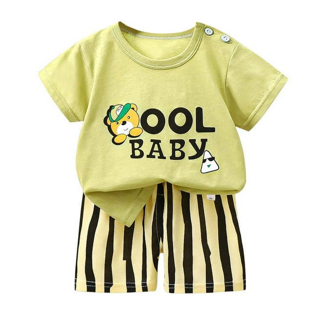Ensemble Garçon Imprimé Animalier T-Shirt à Manches Courtes Hauts Shorts Décontractés Col Rond Vêtements d'Été pour Bébé Garçon Tenues Mignonnes pour Bébé Garçon 3-4 Ans Mode Garçons