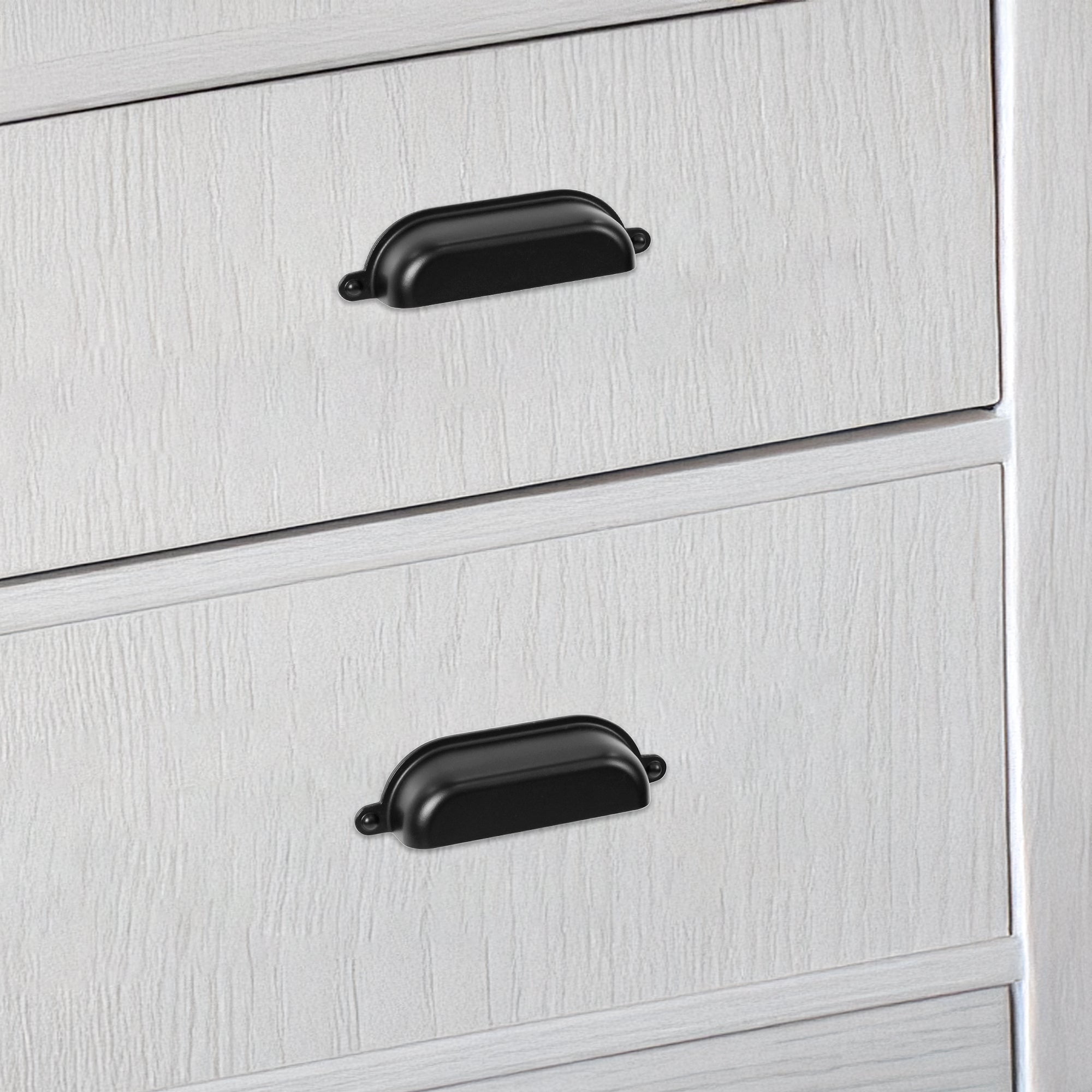 Lumi Home Furnishings Drawer Pull Vintage Library 3" Matte Black 4-Pack