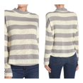 thumbnail image 1 of Socialite Chandail à Col Montant Rayé Manches Dolman Gris Chiné Taille TG, 1 of 1