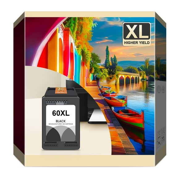 60XL Black Ink Cartridge Compatible with Printer 60 Ink Cartridge for Ink 60 Envy 100 110 120 Photosmart c4680 d110 Deskjet d2680 f2430 f4480 f4580