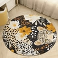 thumbnail image 5 of Leopard Print Soft Bedroom Round Area Rug, Washable Cute Nursery Circle Throw Mat, Non-Slip Contemporary Small Low Pile Floor Carpet for Dorm Bedside, 5 of 7