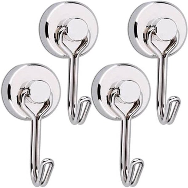 Magnetic Hooks, 100 (Approximately 15 Kg) + Strong Magnet with Hook for Fridge, Heavy Duty Cruise Hook for Ceiling, Magnetic Hanger Metal Hook for Towel, Cup, Wall(White, Pack of 4/8) (4PCS)