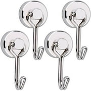 Magnetic Hooks, 100 (Approximately 15 Kg) + Strong Magnet with Hook for Fridge, Heavy Duty Cruise Hook for Ceiling, Magnetic Hanger Metal Hook for Towel, Cup, Wall(White, Pack of 4/8) (4PCS)