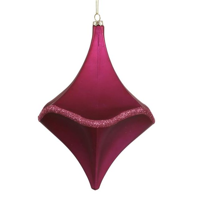 Vickerman M114710 Magenta Matte-Glitter Cut Drop Ornament - 8 in.