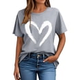 thumbnail image 1 of Pisexur Hauts pour Femmes T-Shirt Graphique de la Saint-Valentin - Col Rond Manches Courtes Imprimé Gris,P, 1 of 5