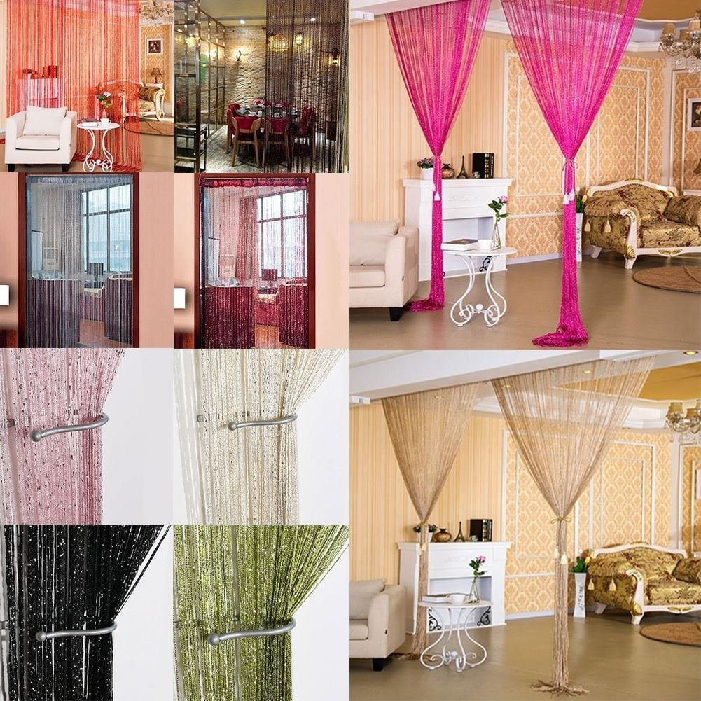 1M String Door Curtain Panel Tassel Room Divider Crystal Rose Beaded Window Hang 