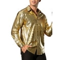thumbnail image 4 of INSPIRE CHIC Metallic Shirt for Men's Long Sleeves Button Down Nightclub Party Shiny Shirts, 4 of 5