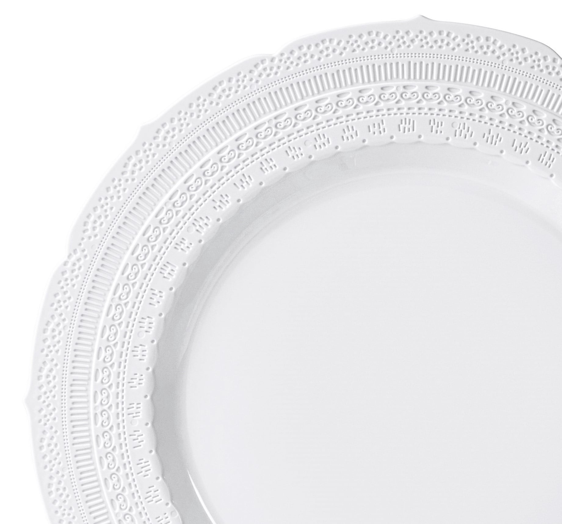 " OCCASIONS " 120 Plates Pack,(60 Guests) Extra Heavyweight Vintage Wedding Disposable / Reusable Plastic Plates 60 x 11'' Dinner +60 x 8.25'' Salad / Dessert Plate (Chatesau Light Gray)