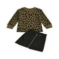 thumbnail image 1 of Ensemble de Vêtements pour Bébé Fille, Imprimé Léopard, chandail-Over, mini-Jupe en Cuir, 1 of 10