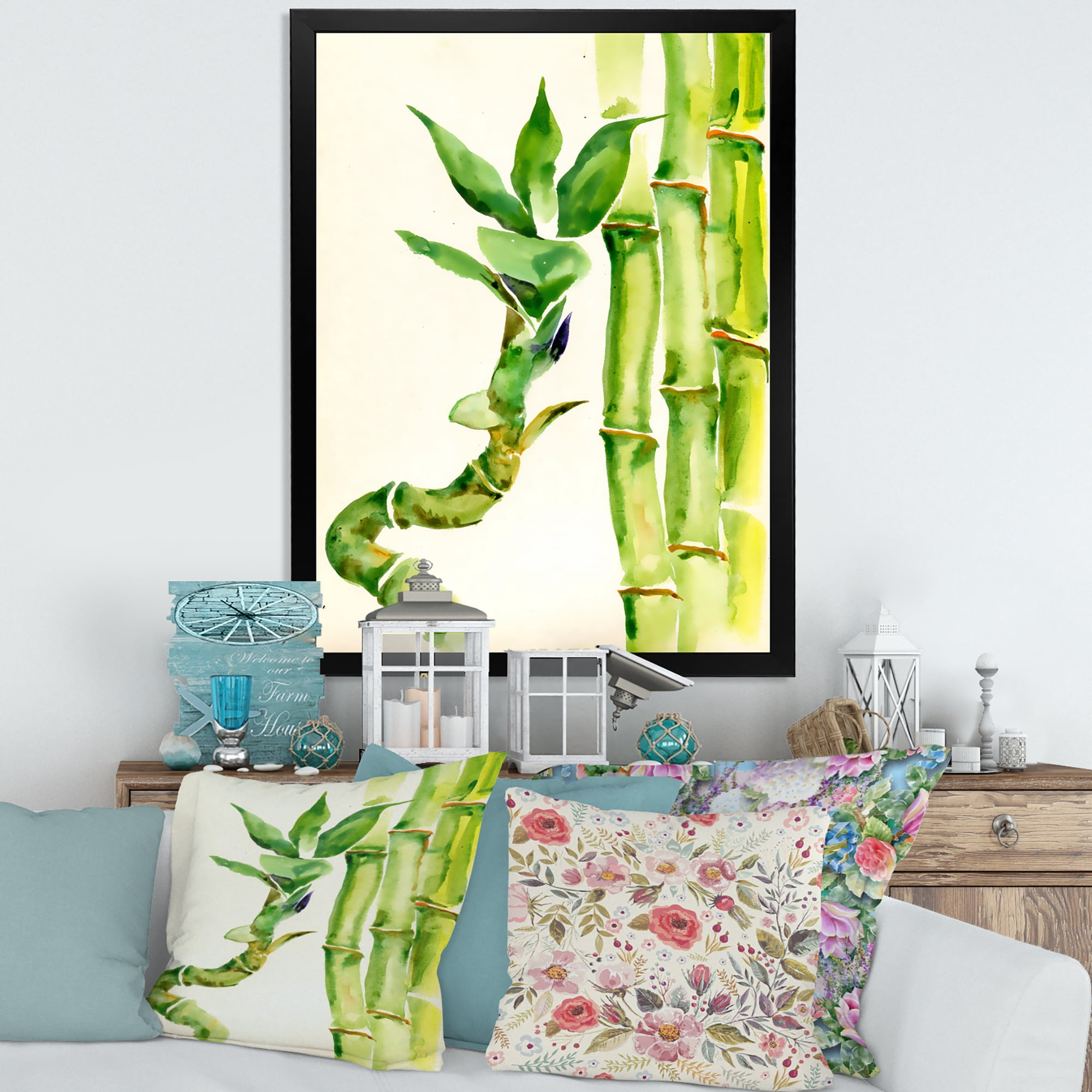 Designart 'The Forest of Bamboo Branches VI' Tropical Framed Art Print
