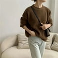 thumbnail image 3 of PIKADINGNIS Women Cashmere Sweater Knit Pullovers Autumn Winter Thick Warm Sweaters Tops Woman Casual Loose O Neck Jumper New, 3 of 6