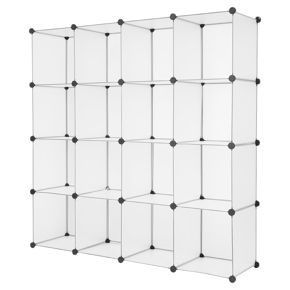 Lowestbest Cube Storage Organizer, Cube Storage Shelves, Book Shelf 16 Cube Storage Unit for Clothes, Plastic Cube Storage Shelves for Bedroom Living Room Office, White Lowestbest Cube Storage Organizer, Cube Storage Shelves, Book Shelf 16 Cube Storage Unit for Clothes, Plastic Cube Storage Shelves for Bedroom Living Room Office, White
