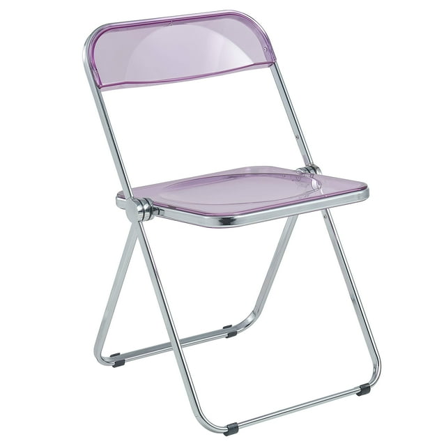 Silla plegable LeisureMod Lawrence de acrílico magenta con estructura de metal