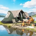 thumbnail image 2 of Outsunny Camping Tent, 6-8 Person Tent with 2 Bedroom, Dark Green, 2 of 10