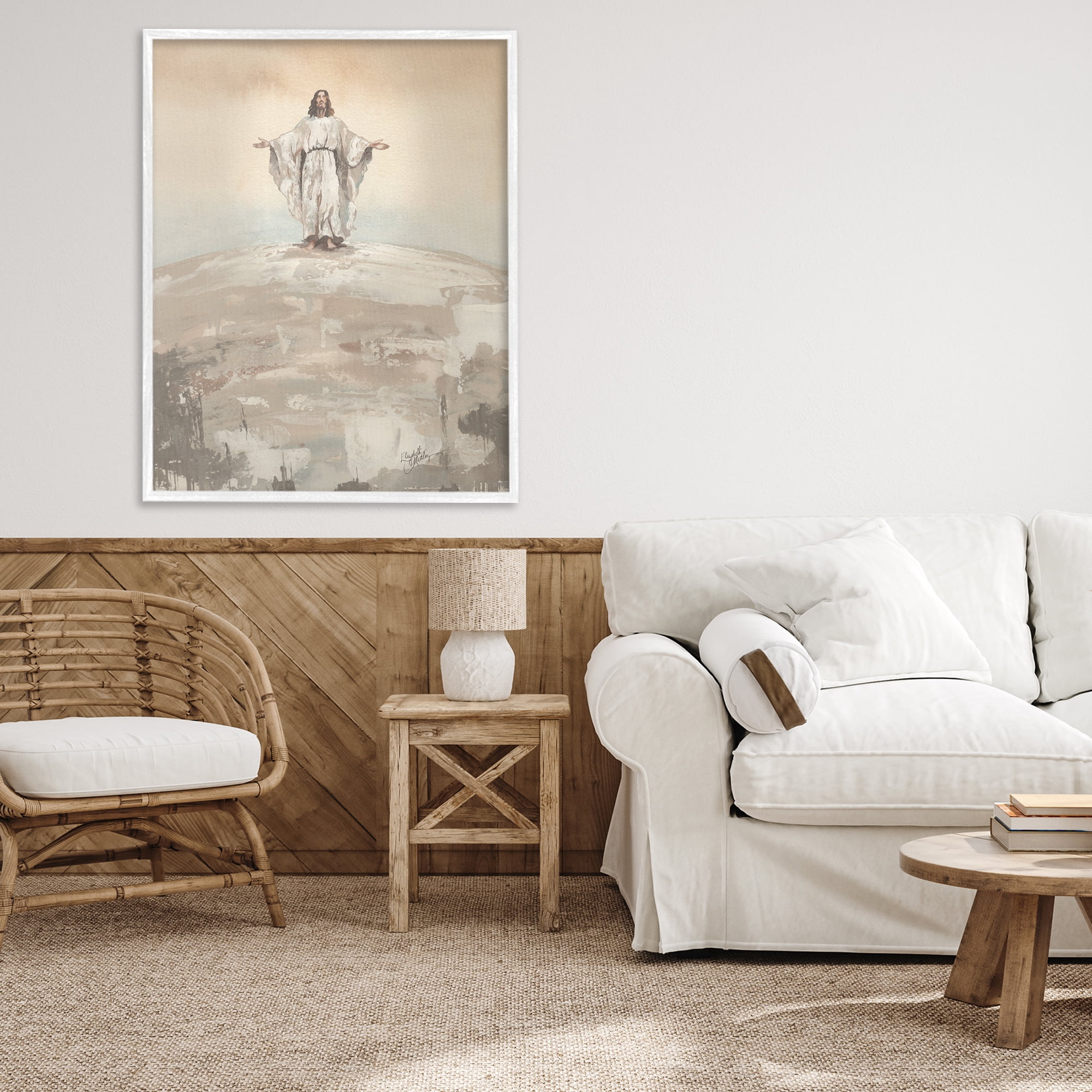 Stupell Industries Jesus on Hill White Framed Giclee Art, design by Elizabeth Medley