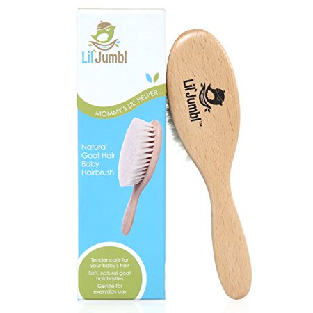 - Lil' Jumbl Natural Goat Hair Baby Hairbrush – Perfect for Cradle Cap - Crafted Wooden Handle with Natural Goat Hair Bristles Ideal for Newborns, Toddlers & Children with Sensitive Skin