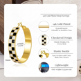 thumbnail image 4 of YEUOYEA Gold Plated Checkered Hoop Earrings for Women, Black White Enamel Wide Hoops, 40mm, 4 of 7