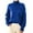 Blue, variant on Solid Color Cable Knit Round Neck High Neck Long Sleeve Sweater for Women Fashion Pullover Dark Green S