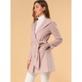 thumbnail image 4 of Abrigo Largo Con Cinturón Y Solapa De Invierno Para Mujer Con Bolsillos Rosa M, 4 of 6