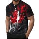 thumbnail image 2 of Blusas y camisas de manga corta y cuello redondo para hombre. Blusa informal de poliéster con estampado de cuello redondo y botones de manga corta a la moda para hombre., 2 of 5