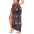 thumbnail image 2 of Uourmeti Buffalo Plaid Heart Pattern Swimsuit Coverup for Women Chiffon Scarf Blouse for Swimwear Sheer Bathing Suit Swimsuit Scarf, 2 of 7