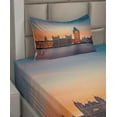 thumbnail image 2 of London Sheet Set, View of Big Ben and Houses of Parliament at Dusk in London British Urban Town, Fitted and Flat Sheet with Pillowcase Bedding Accent 3 Piece Set, Twin, Multicolor, by Ambesonne, 2 of 4