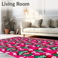 thumbnail image 2 of ODIKA 4'x6' Machine Washable Non-Slip Area Rug, Scandinavian Inspired Yuletide Ornament Interlocking Modern Art High Traffic Rug with Pad, Pink, 644521, 2 of 8