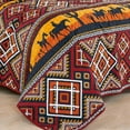 thumbnail image 4 of Chezmoi Collection Rodeo 3-Piece Southwestern Sunset Cowboys Quilt Set Full, Multicolor Red Orange Black White Printed Microfiber Lightweight Bedspread Set for All season, 4 of 9