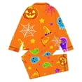 thumbnail image 4 of Afdoent Girls Pajamas Set Halloween Pumpkin Ghost Print Sleepwear Long Sleeve Jammies Button-Down Nightwear Loungewear Comfortable For Kids Holiday 11-12 Years, 4 of 5