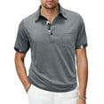 thumbnail image 2 of successthop Golf Shirts for Men with Pocket Casual Plus Size Collar Shirts Short Sleeve Workwear Solid Business Tops M, 2 of 7